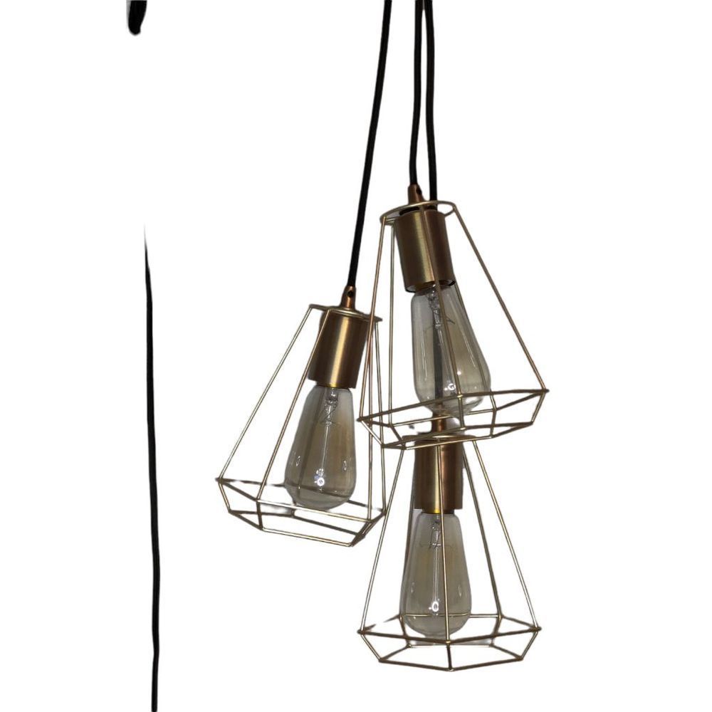 Gold tone wire Edison light fixture